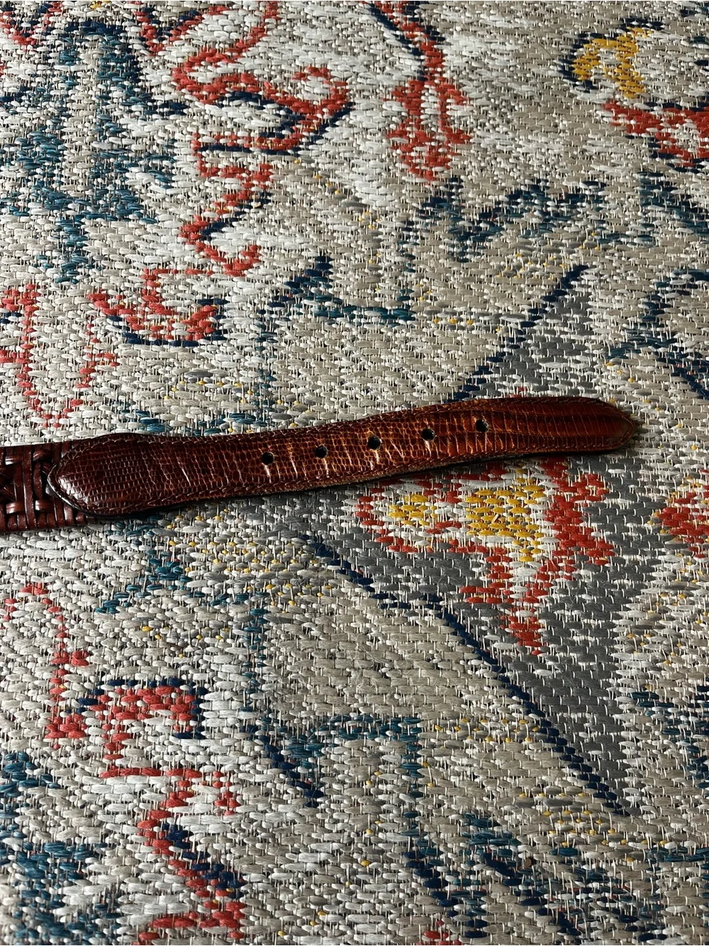 Handcrafted Woven Chestnut Brown Leather Belt with Polished Buckle Unbranded
